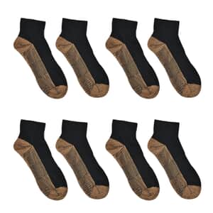Set of 4 Pairs of Ankle Length Odor Free Copper Compression Socks For Men And Women, Premium Material Moisture Wicking Unisex Copper Infused Socks - Black (S/M)