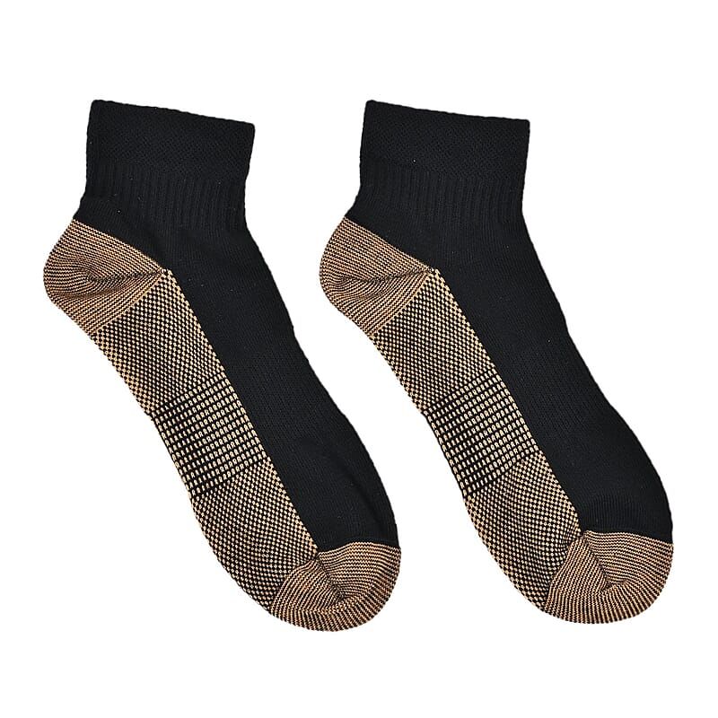 La Marey Set of 4 Pairs Ankle Length Copper Infused Compression Socks - Black (S/M)