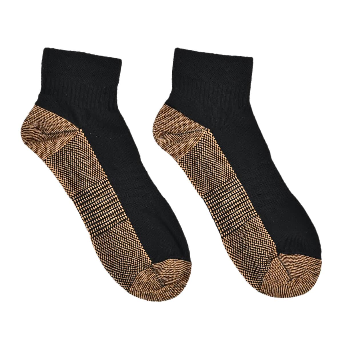 Set of 4 Pairs Ankle Length Copper Infused Compression Socks - Black (S/M) image number 1