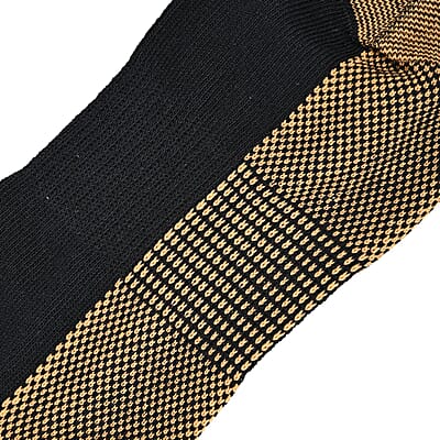 La Marey Set of 4 Pairs Ankle Length Copper Infused Compression Socks - Black (S/M)