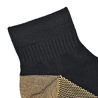 La Marey Set of 4 Pairs Ankle Length Copper Infused Compression Socks - Black (S/M)