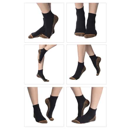 Set of 4 Pairs Ankle Length Copper Infused Compression Socks - Black (S/M) image number 5