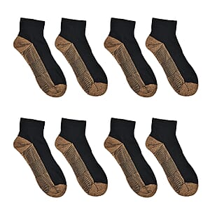 Livmore Set of 4 Pairs Ankle Length Copper Infused Compression Socks - Black (L/XL)