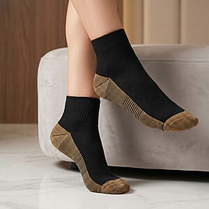 Livmore Set of 4 Pairs Ankle Length Copper Infused Compression Socks - Black (L/XL)