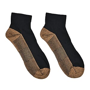 Livmore Set of 4 Pairs Ankle Length Copper Infused Compression Socks - Black (L/XL)