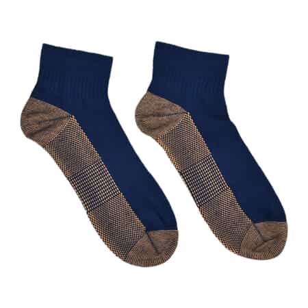 Set of 4 Pairs Ankle Length Copper Infused Compression Socks - Gray, Brown, Blue and White (S/M) image number 2