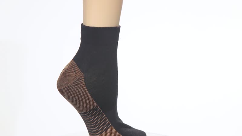 Set of 4 Pairs Ankle Length Copper Infused Compression Socks - Black (S/M)