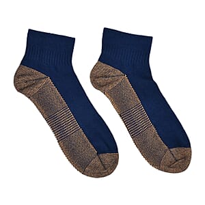 Livmore Set of 4 Pairs Ankle Length Copper Infused Compression Socks - Gray, Brown, Blue and White (L/XL)