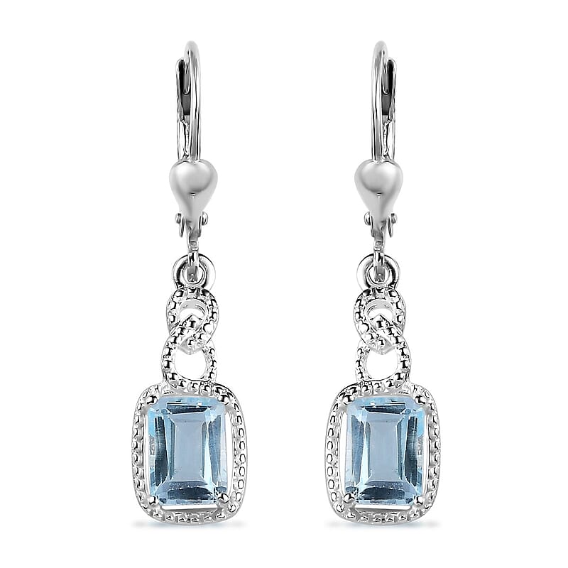 Sky Blue Topaz 2.65 ctw Dangle Earrings in Sterling Silver