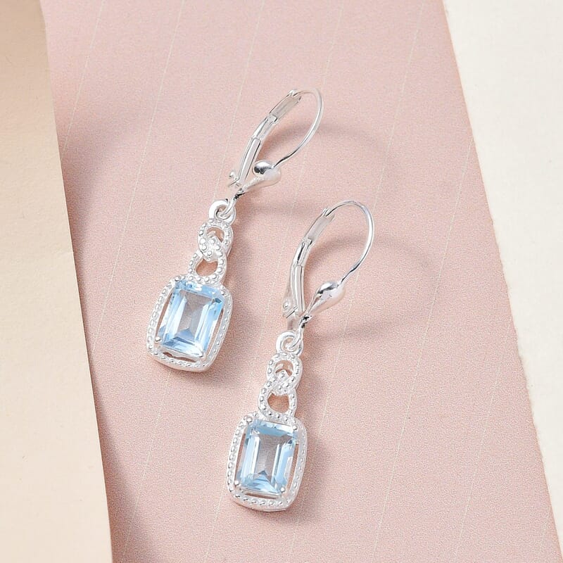 Sky Blue Topaz 2.65 ctw Dangle Earrings in Sterling Silver
