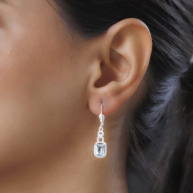 Sky Blue Topaz 2.65 ctw Dangle Earrings in Sterling Silver