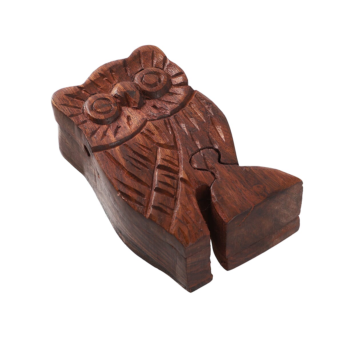 Hand Carved Mango Wooden Owl Puzzle Box image number 0