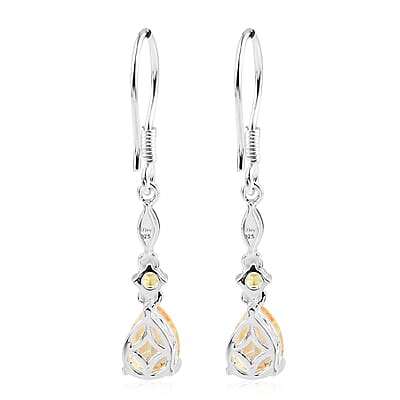 D'Joy Brazilian Citrine and Simulated Red and Yellow Diamond Earrings in Sterling Silver 2.75 ctw