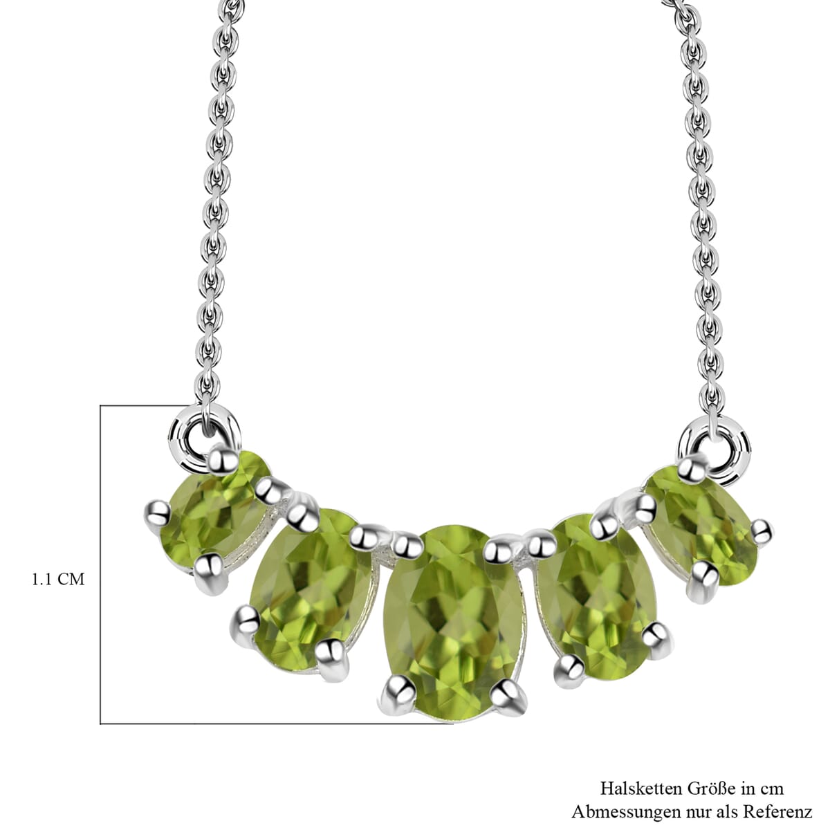 D'Joy Peridot 2.30 ctw 5 Stone Bar Necklace 18-20 Inches in Sterling Silver and Stainless Steel image number 6