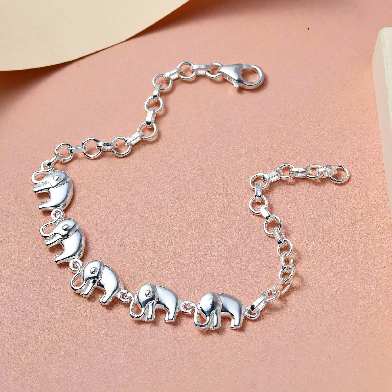 Buy Sterling Silver Elephant Link Bracelet For Women 7.5 Inches at