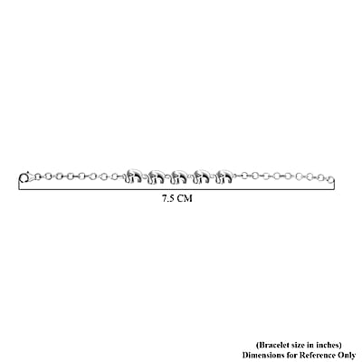 D'Joy Linked Elephants Bracelet in Sterling Silver (7.25 In) 7.15 Grams