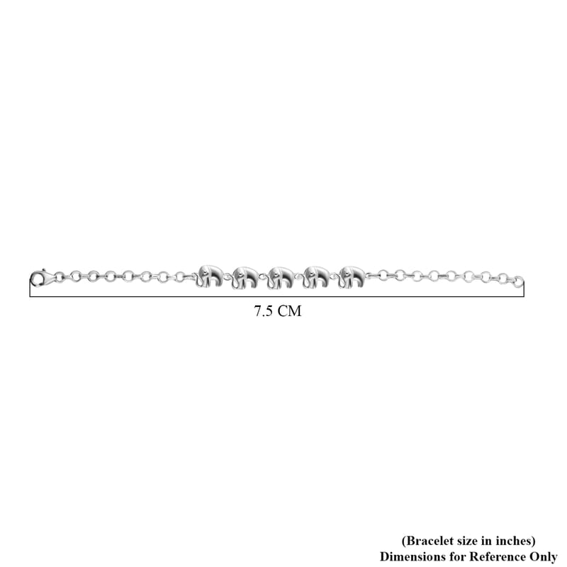 D'Joy Linked Elephants Bracelet in Sterling Silver (7.25 In) 7.15 Grams