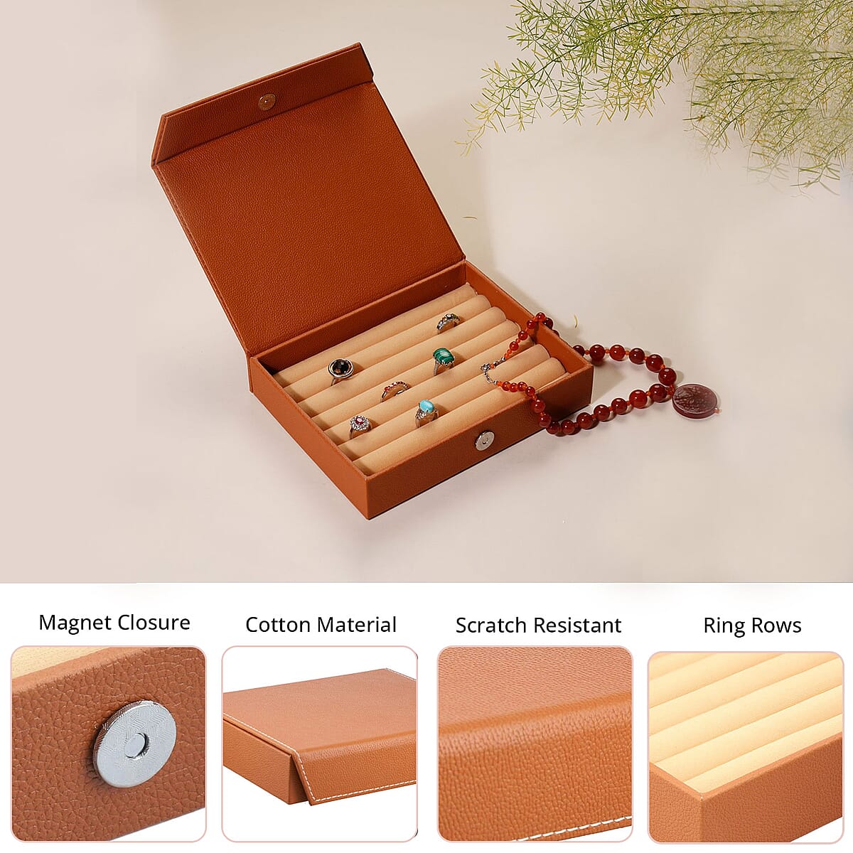 Mustard Eco Leatherette Ring Box (Approx. 60 Rings), Jewelry Roll Organizer, Jewelry Organizer, Jewelry Holder, Travel Jewelry Case, Jewelry Storage image number 2