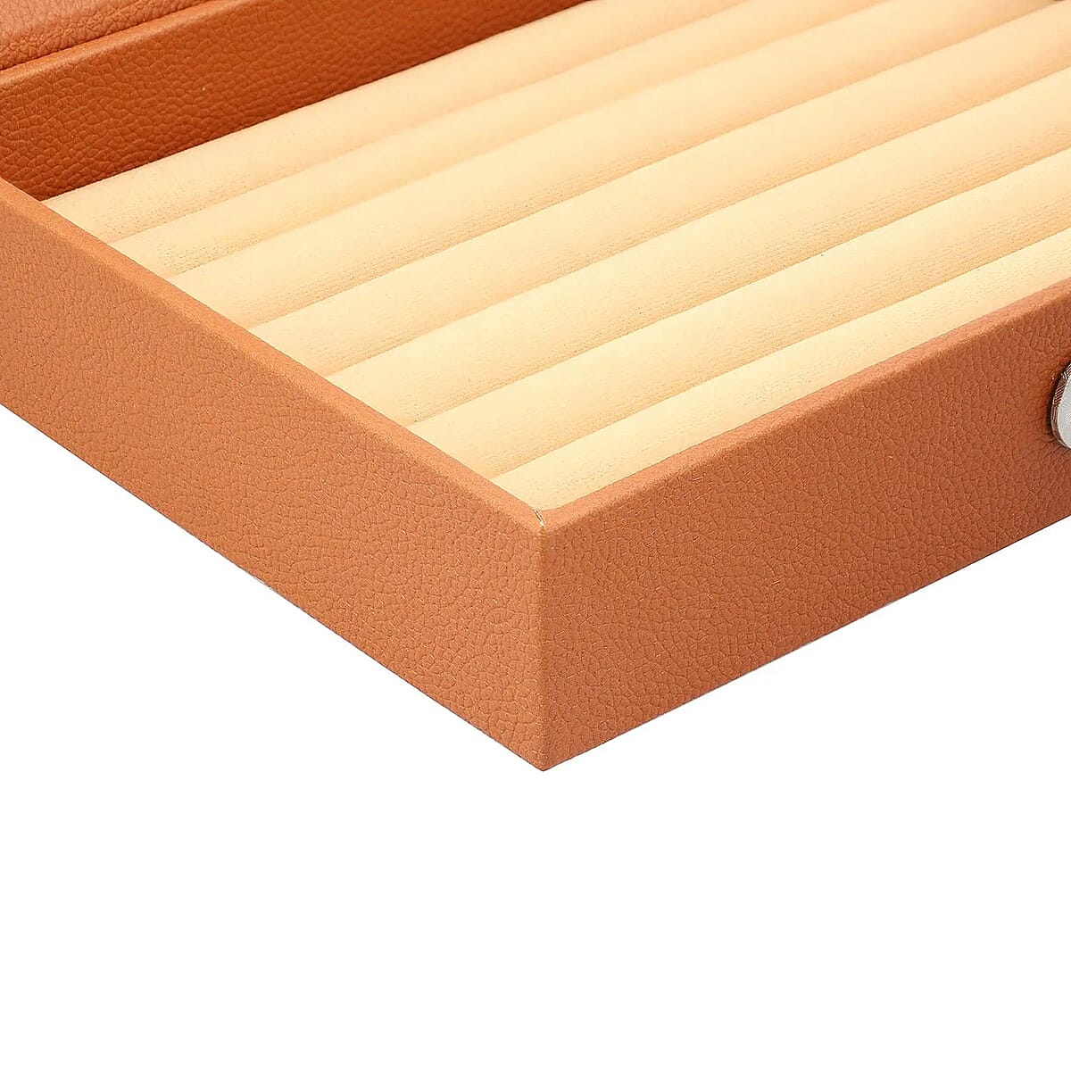 Mustard Eco Leatherette Ring Box (Approx. 60 Rings), Jewelry Roll Organizer, Jewelry Organizer, Jewelry Holder, Travel Jewelry Case, Jewelry Storage image number 6
