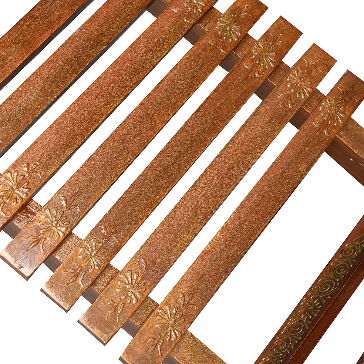 Handcrafted Red Floral Design Wooden Folding Chair image number 5