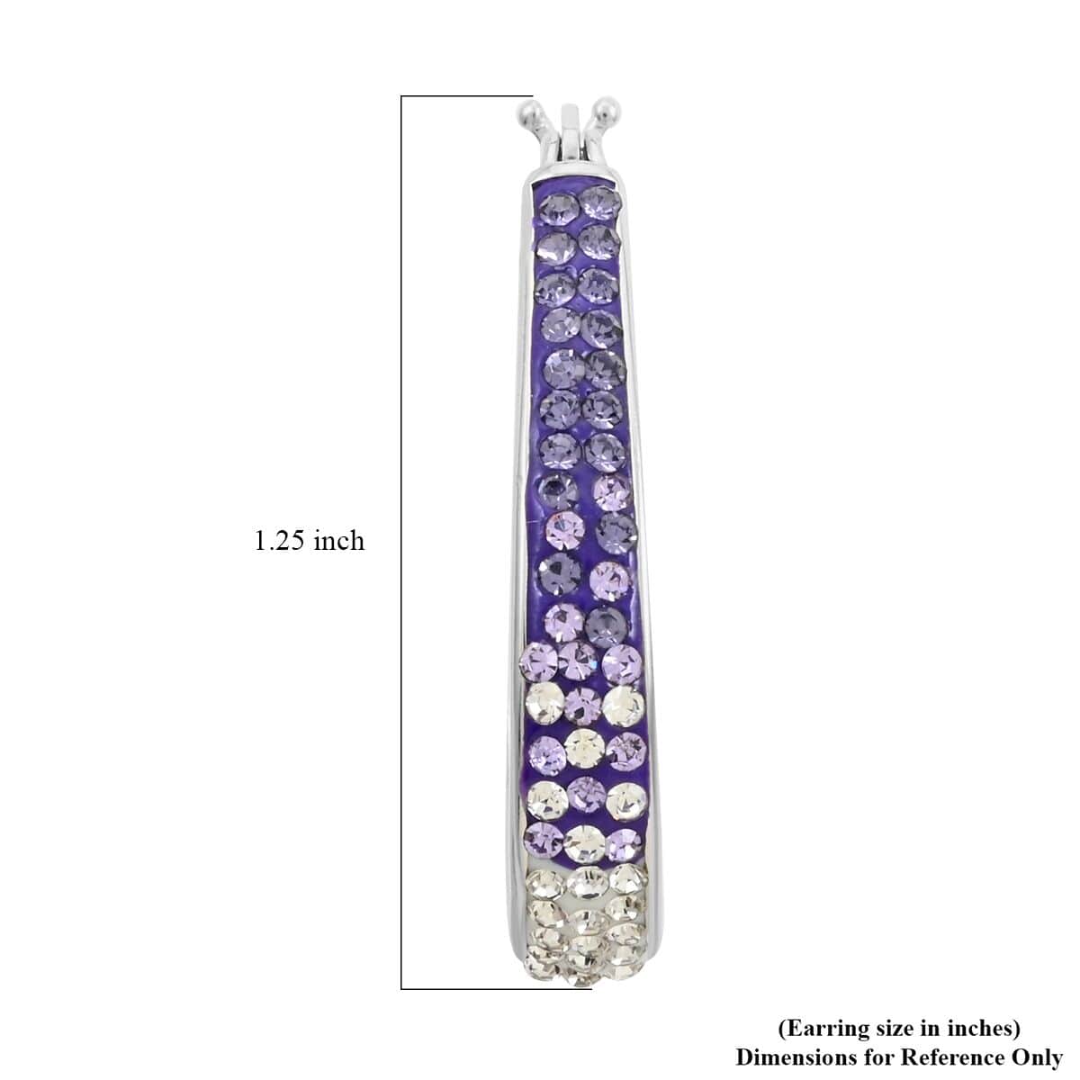 Austrian White Crystal Purple Crystal Earrings in Silvertone, Inside Out Hoops For Women image number 4