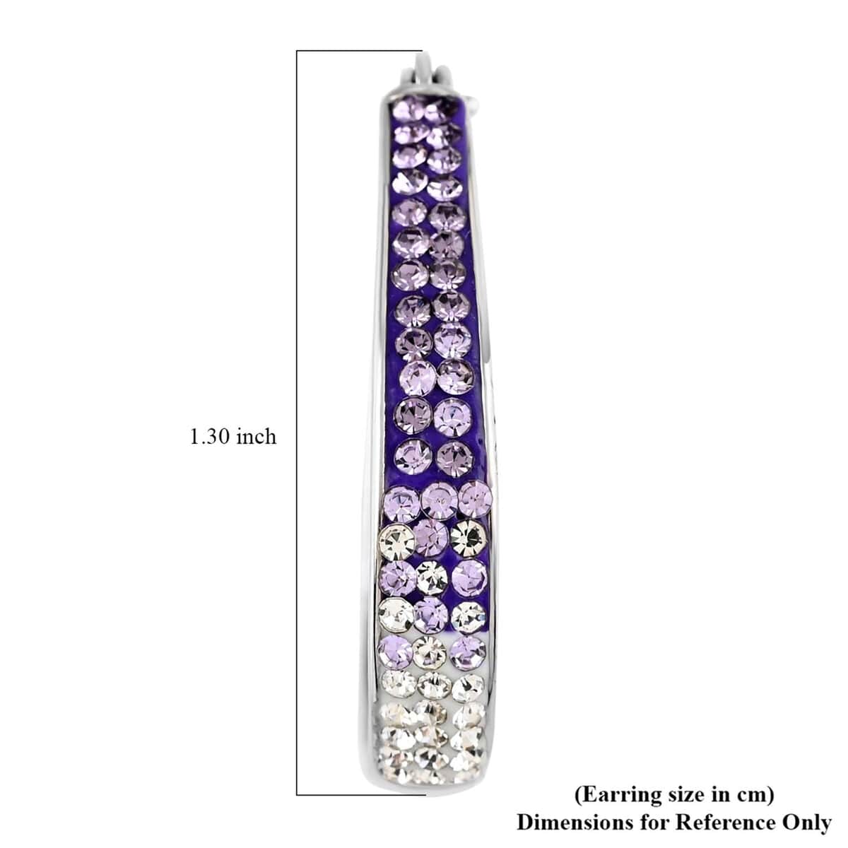 Austrian White Crystal Purple Crystal Earrings in Silvertone, Inside Out Hoops For Women image number 6