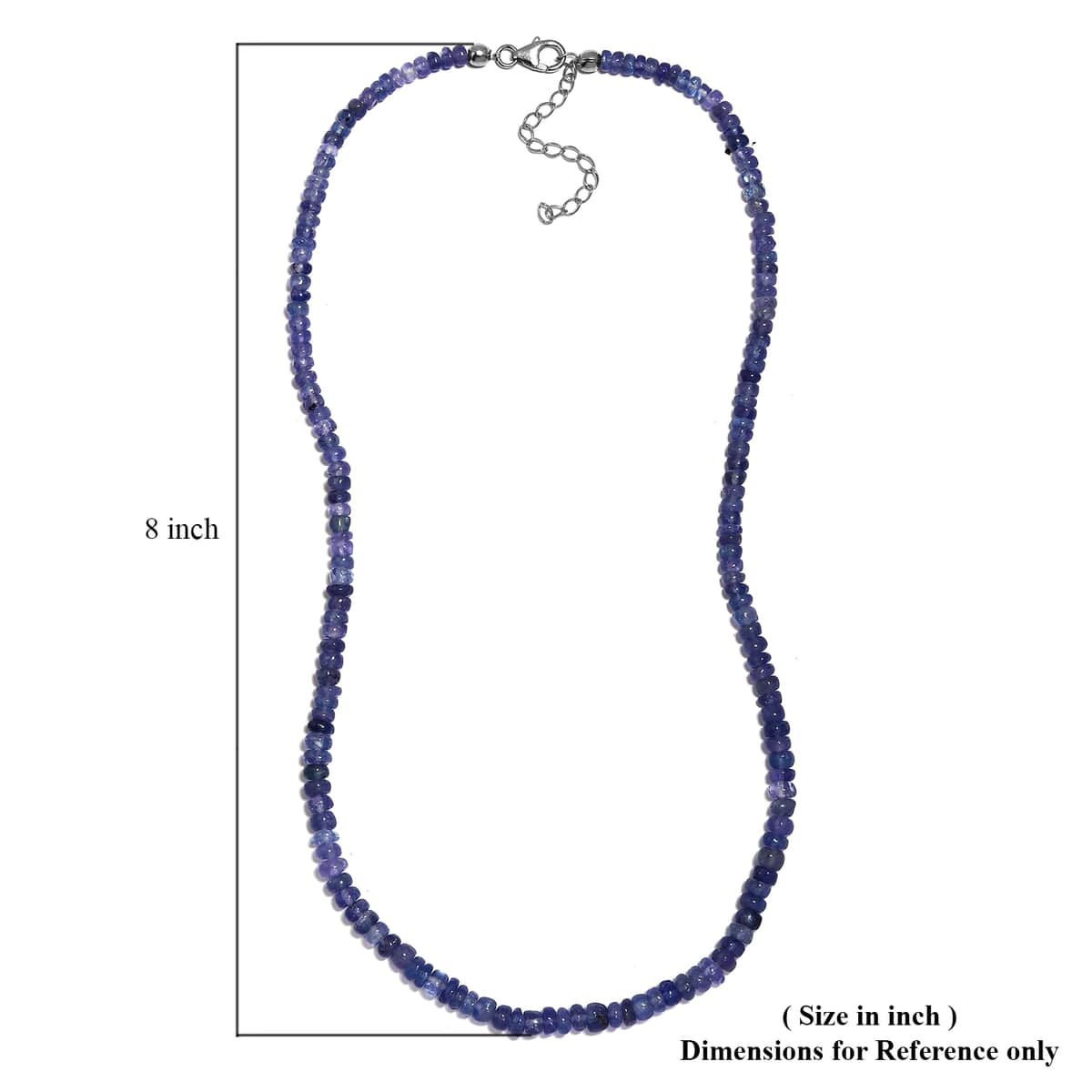 Tanzanite Beaded Necklace 18-20 Inches in Platinum Over Sterling Silver 100.00 ctw image number 4