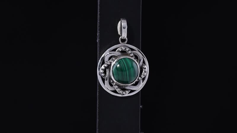 Artisan Crafted 5.26 ctw African Malachite Pendant in Sterling Silver