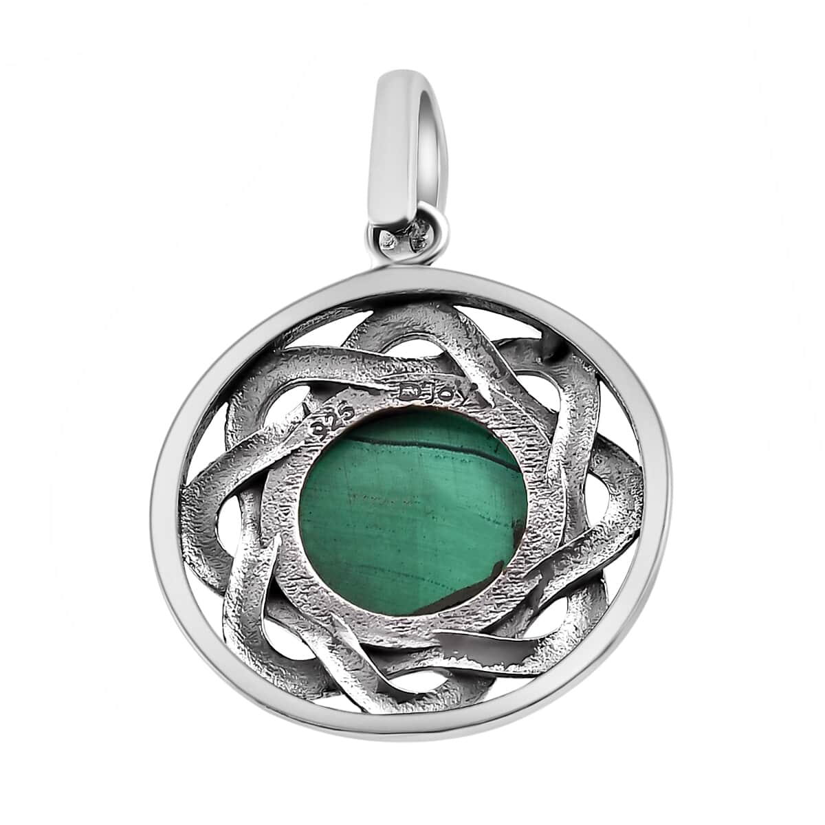 African Malachite Pendant in Sterling Silver, Handmade Solitaire Pendant For Women 7.50 ctw image number 5