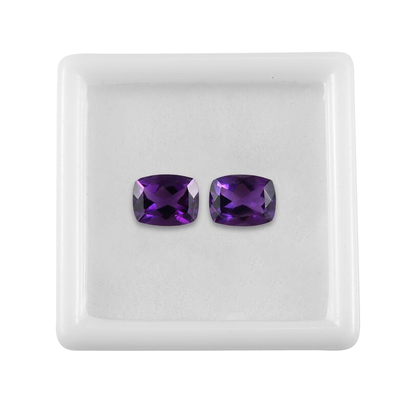 AA African Amethyst Set of 2 (Cush 9x7 mm) 3.59 ctw Loose Gemstone