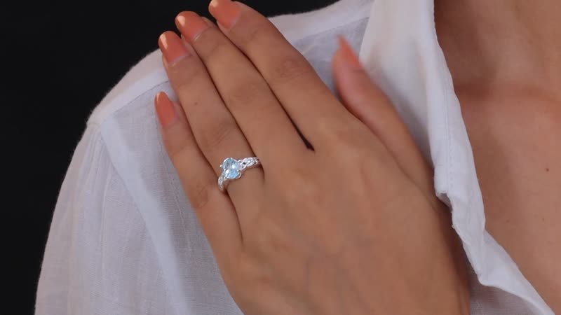 Sky Blue Topaz, White Topaz Ring in Sterling Silver|Beautiful Engagement Promise Rings for Women|Birthstone Jewelry 1.65 ctw