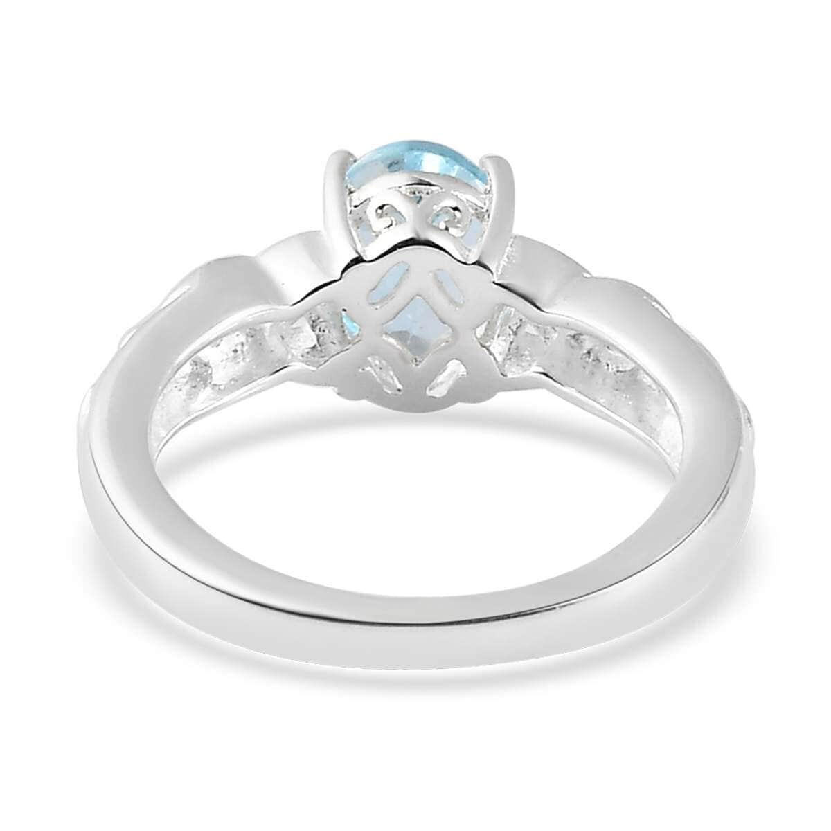 Sky Blue Topaz, White Topaz 1.65 ctw Ring in Sterling Silver, Beautiful Engagement Promise Rings for Women, Birthstone Jewelry (Size 11.0) image number 6