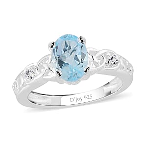 D'Joy Sky Blue Topaz and White Topaz 1.65 ctw Ring in Sterling Silver, Promise Rings (Size 6.0)