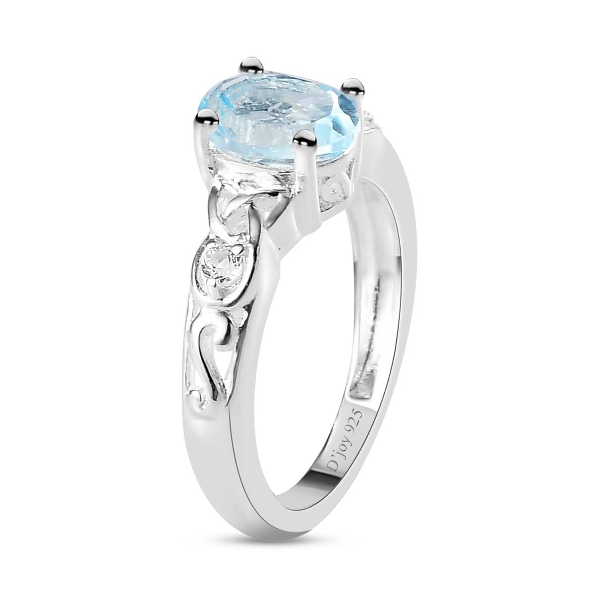 D'Joy Sky Blue Topaz, White Topaz 1.65 ctw Ring in Sterling Silver, Promise Rings (Size 7.0) image number 5