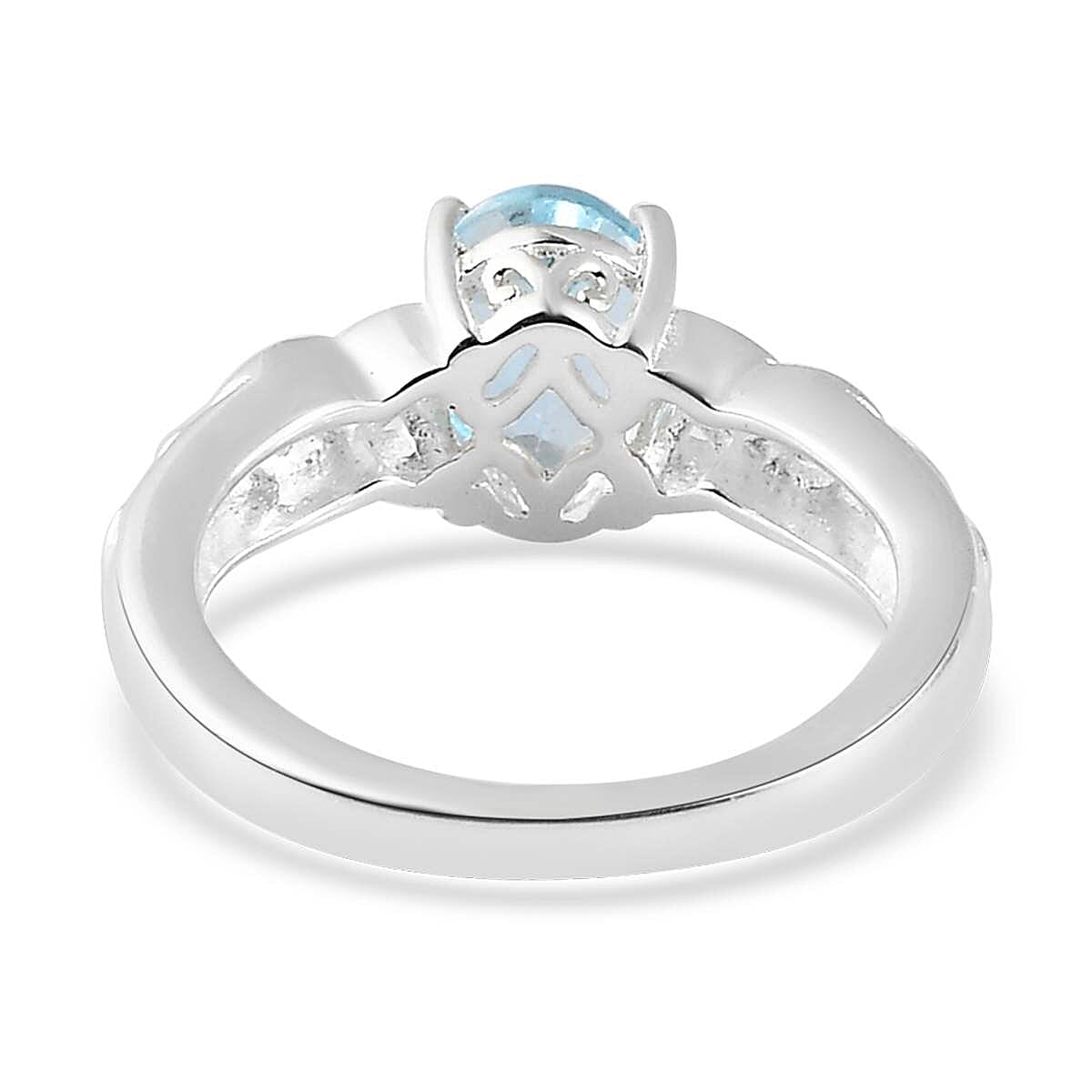 D'Joy Sky Blue Topaz, White Topaz 1.65 ctw Ring in Sterling Silver, Promise Rings (Size 7.0)