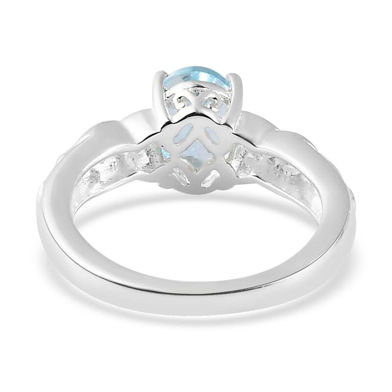 D'Joy Sky Blue Topaz, White Topaz 1.65 ctw Ring in Sterling Silver, Promise Rings (Size 8.0)