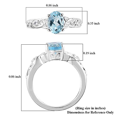 D'Joy Sky Blue Topaz, White Topaz 1.65 ctw Ring in Sterling Silver, Promise Rings (Size 8.0)