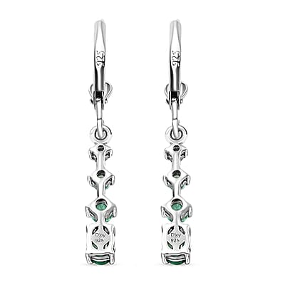 D'Joy Premium Brazilian Emerald 1.25 ctw Lever Back Drop Earrings in Platinum Over Sterling Silver