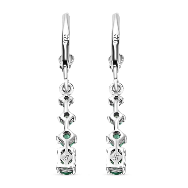 D'Joy Premium Brazilian Emerald 1.25 ctw Lever Back Drop Earrings in Platinum Over Sterling Silver