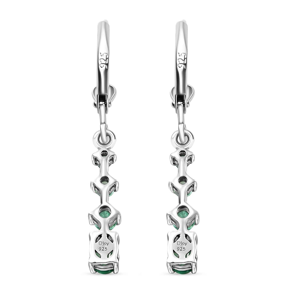 Premium Brazilian Emerald Lever Back Drop Earrings in Platinum Over Sterling Silver 1.10 ctw image number 6