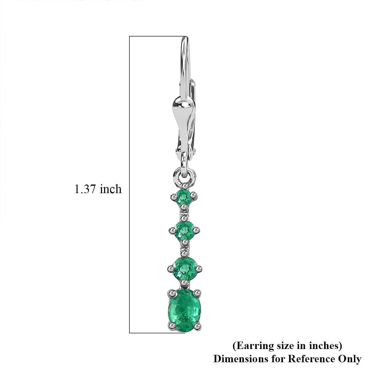 D'Joy Premium Brazilian Emerald 1.25 ctw Lever Back Drop Earrings in Platinum Over Sterling Silver