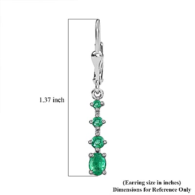 D'Joy Premium Brazilian Emerald 1.25 ctw Lever Back Drop Earrings in Platinum Over Sterling Silver