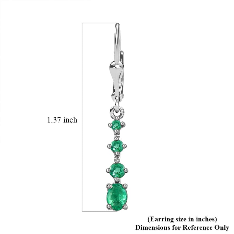 D'Joy Premium Brazilian Emerald 1.25 ctw Lever Back Drop Earrings in Platinum Over Sterling Silver