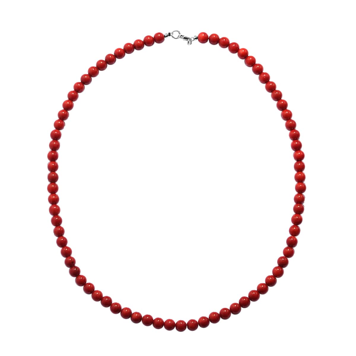 100.00 ctw Red Coral Beads Necklace 18 Inch in Sterling Silver image number 0