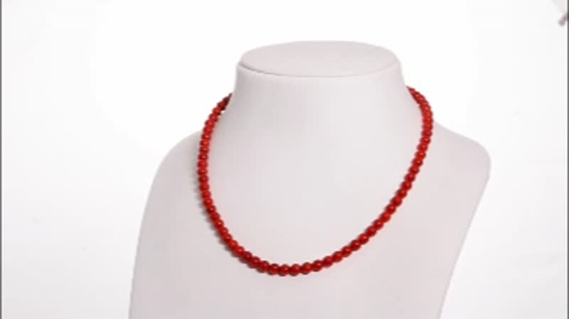 100.00 ctw Red Coral Beads Necklace 18 Inch in Sterling Silver
