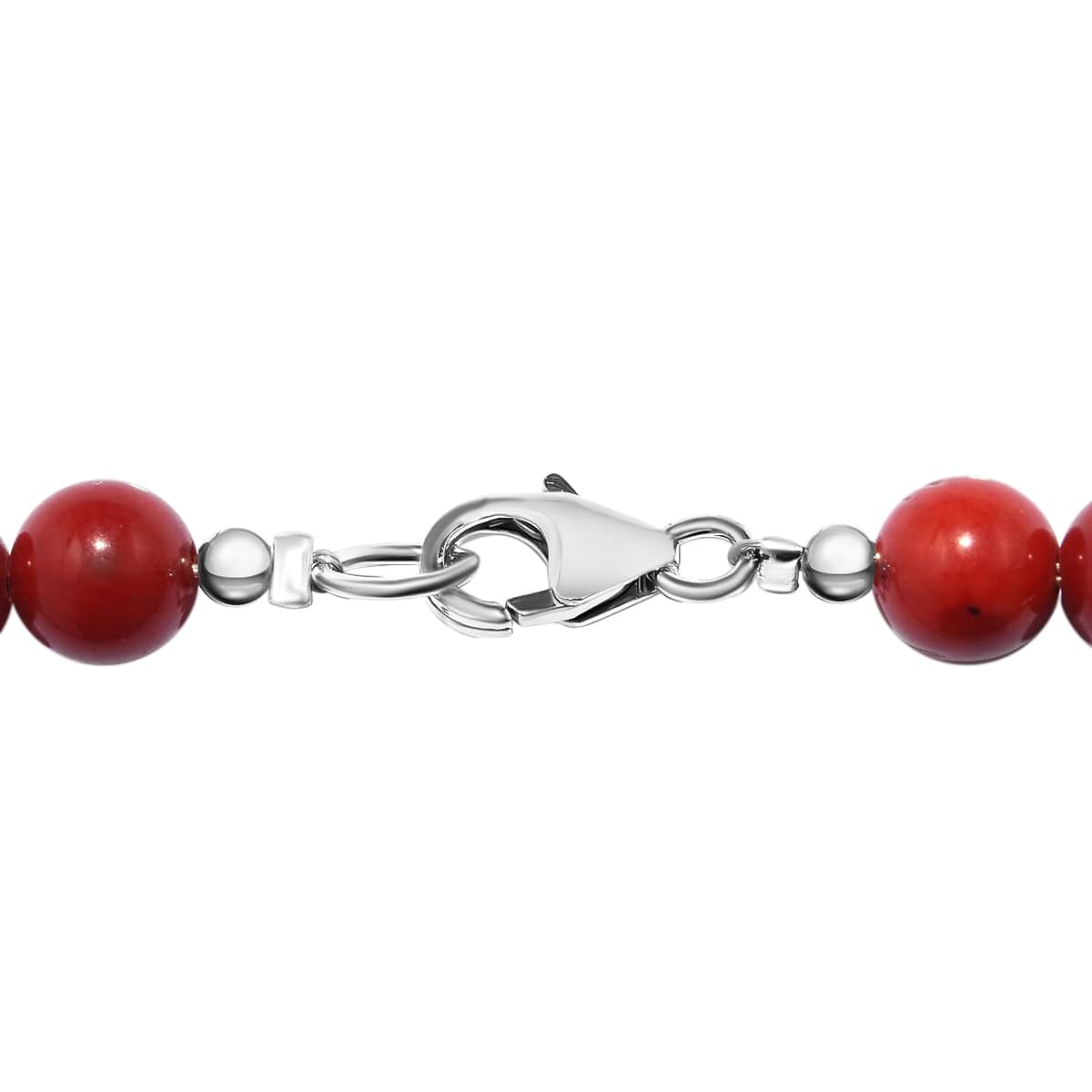 100.00 ctw Red Coral Beads Necklace 18 Inch in Sterling Silver image number 2