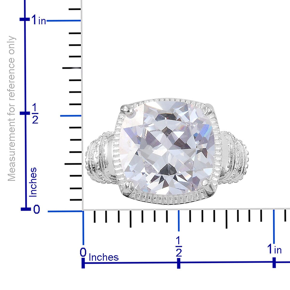 Simulated Diamond Ring in Sterling Silver,Solitaire Ring,Silver Ring for Women 12.65 ctw (Size 10.0)