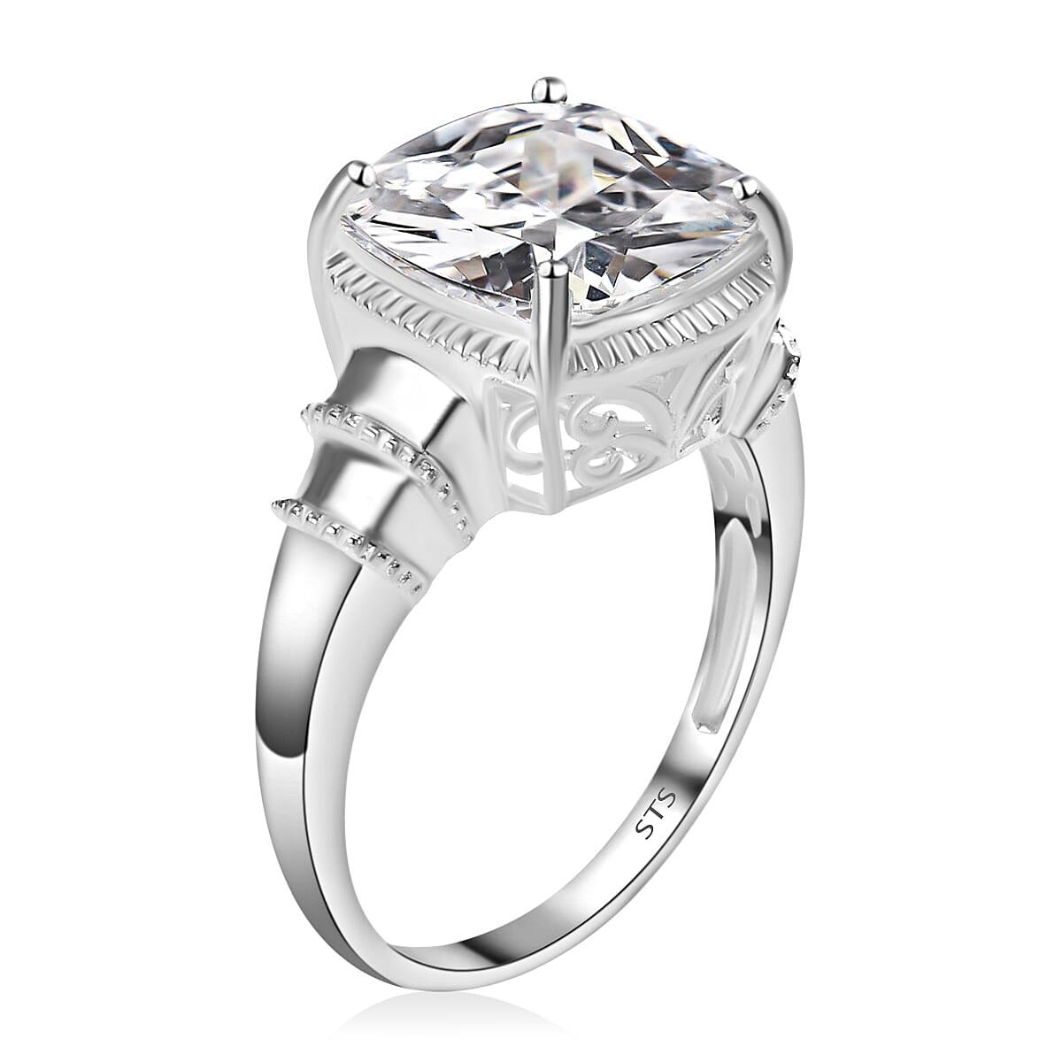 D'Joy Simulated Diamond 12.65 ctw Ring in Sterling Silver,Solitaire Ring,Silver Ring for Women (Size 6.0)
