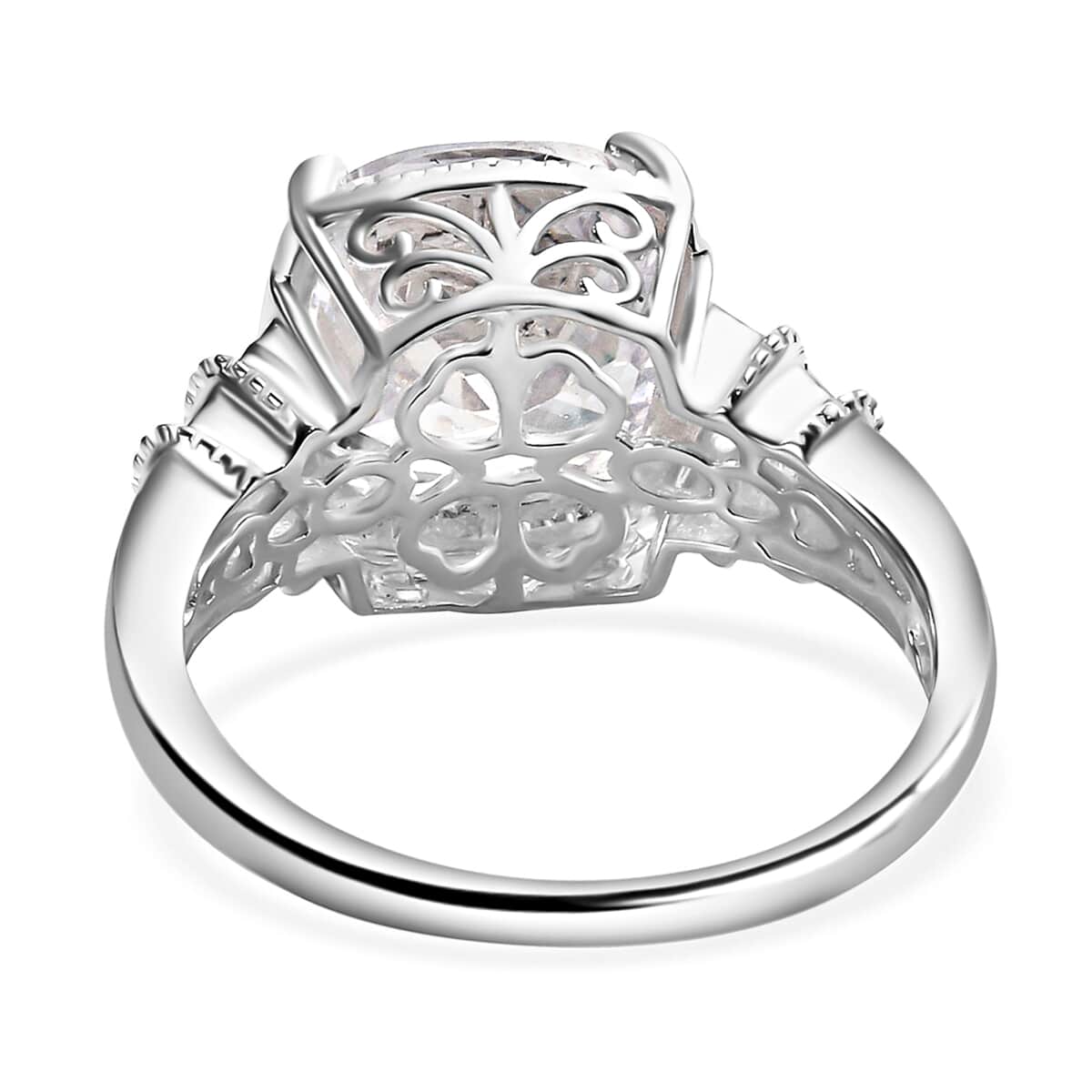 Simulated Diamond Ring in Sterling Silver,Solitaire Ring,Silver Ring for Women 12.65 ctw (Size 7.0) image number 4