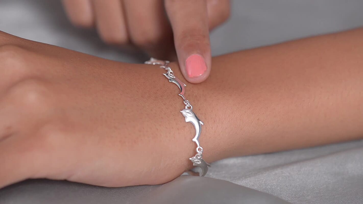 Dolphin Bracelet in Sterling Silver (7.25 In) 4.93 Grams